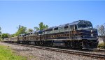 CSX business train P001-09 northbound past the station on a sunny Tuesday morning 